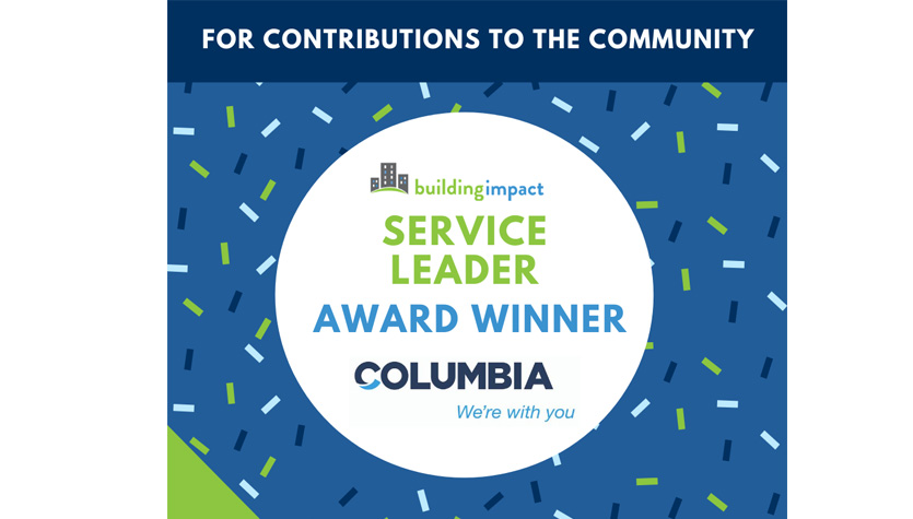 Columbia Honored with Service Leader Impact Award From Building Impact