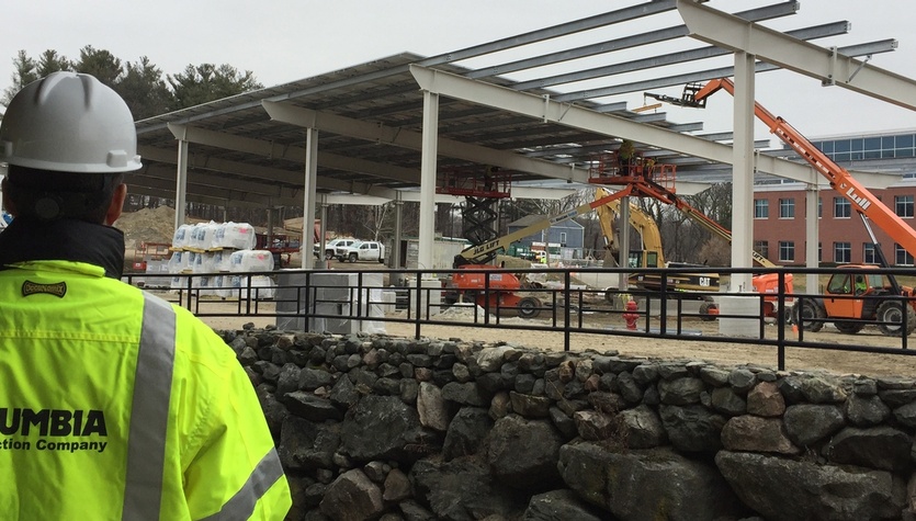 Hobbs Brook Management's PV Solar Carports at 81 Wyman Street, Waltham